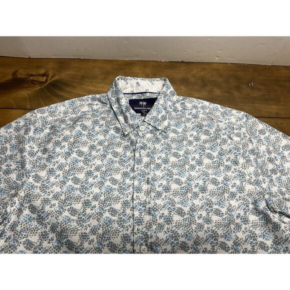 International Report Tropical Collection Blue Short Sleeve Button Up Shirt M - Picture 2 of 9